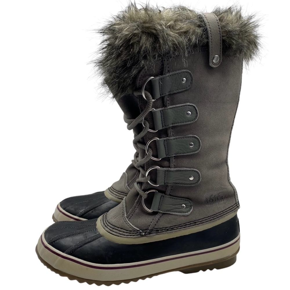 Sorel Joan of Arctic Boots 10.5 Gray Suede Waterproof Leather Winter Insulated